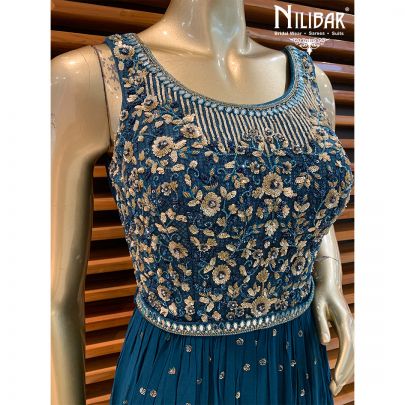 Peacock Blue Georgette Jumpsuit