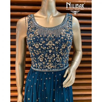 Peacock Blue Georgette Jumpsuit