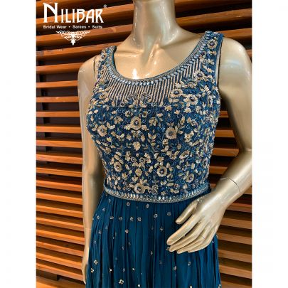 Peacock Blue Georgette Jumpsuit