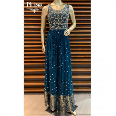 Peacock Blue Georgette Jumpsuit