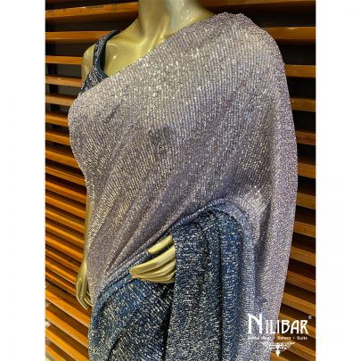 Blue and Lilac Net Saree