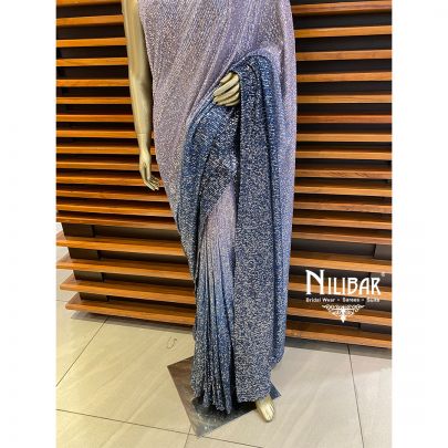 Blue and Lilac Net Saree