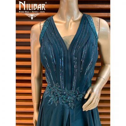 Peacock Blue Silk Gown