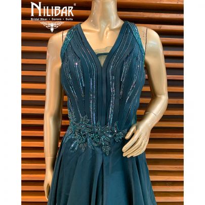 Peacock Blue Silk Gown