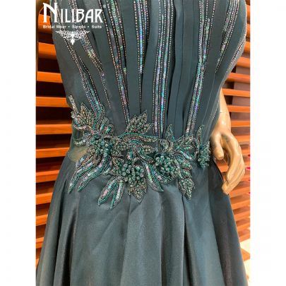 Peacock Blue Silk Gown