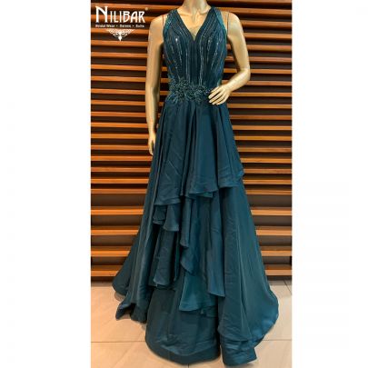 Peacock Blue Silk Gown