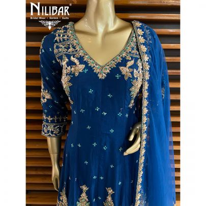 Aegean Blue Silk Palazzos Suit