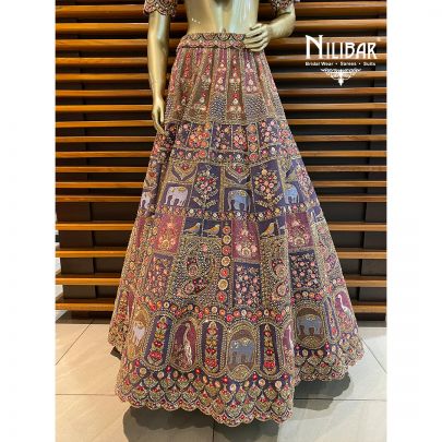 Violet Purple Silk Bridal Lehenga