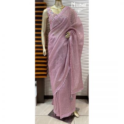 Onion Pink Organza Saree