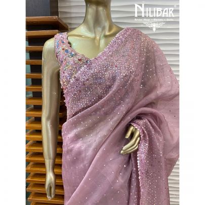 Onion Pink Organza Saree