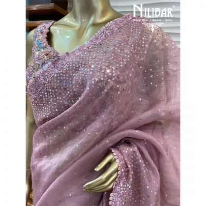 Onion Pink Organza Saree
