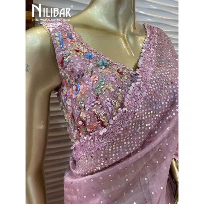 Onion Pink Organza Saree