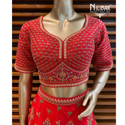 Fire Orange Silk Bridal Lehenga