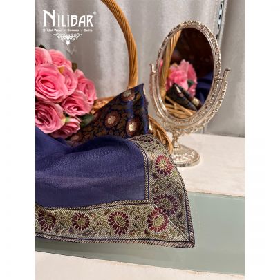 Royal Blue Banarasi Silk Unstitched Suit