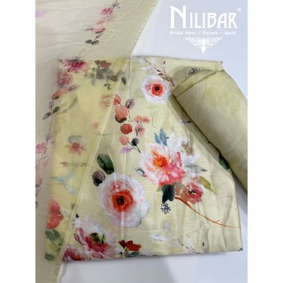 Canary Yellow Cotton Unstitched Suit's