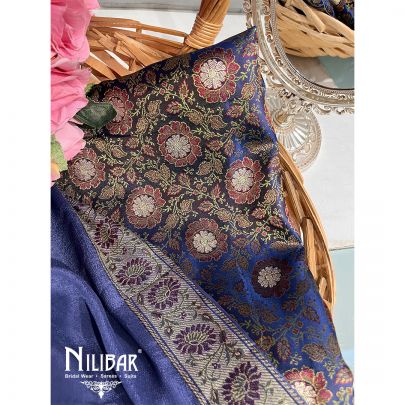 Royal Blue Banarasi Silk Unstitched Suit