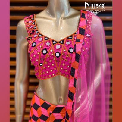 Hot Pink Silk Lehenga