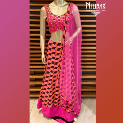 Hot Pink Silk Lehenga