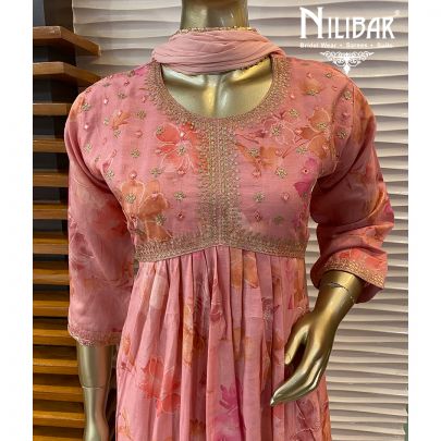 Pink Floral Printed Cotton Kurti and Pant Set