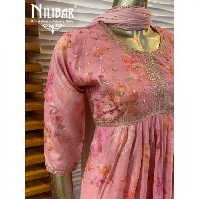 Pink Floral Printed Cotton Kurti and Pant Set