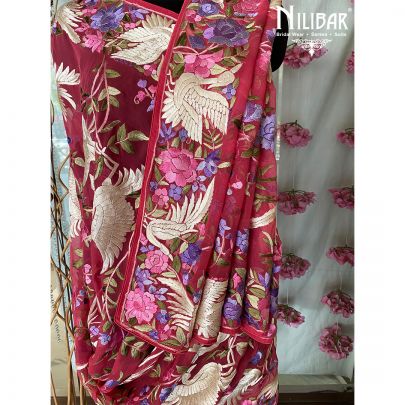 Mystic Pink Georgette Parsi Dupatta