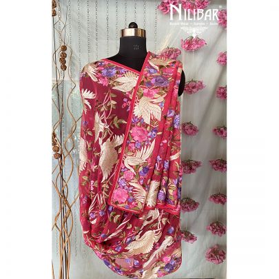 Mystic Pink Georgette Parsi Dupatta