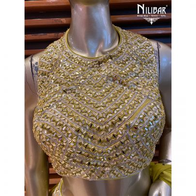Apple Green Silk and Georgette Lehenga