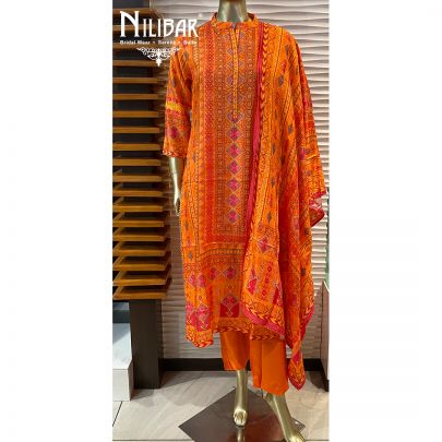 Orange Cotton Kurti and Pant Set