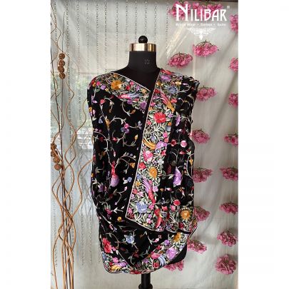 Black Georgette Thread Parsi Dupatta.