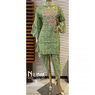 Green Cotton Dhoti and Kurta