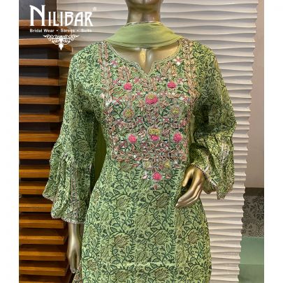 Green Cotton Dhoti and Kurta