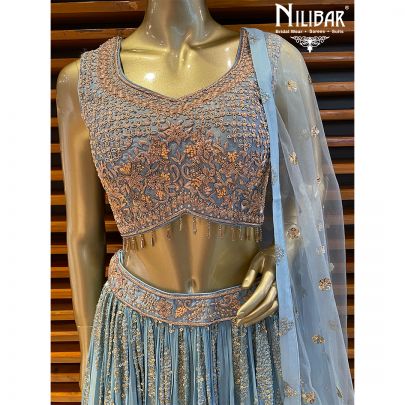 Sky Blue Georgette Lehenga