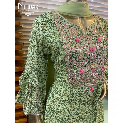 Green Cotton Dhoti and Kurta