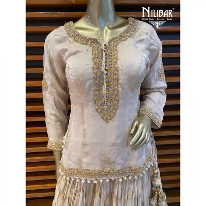Ivory and Pineapple Green Organza Lehenga