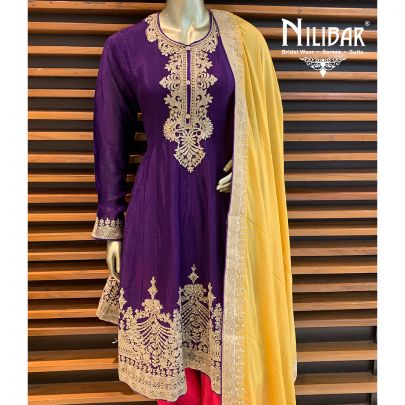 Magenta Chinon Salwar Suit