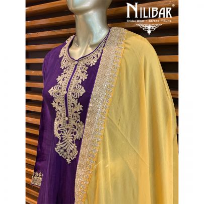 Magenta Chinon Salwar Suit