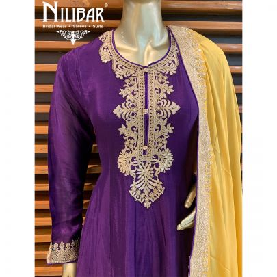 Magenta Chinon Salwar Suit