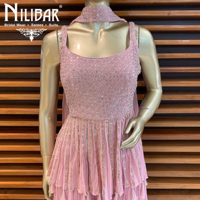 Blush Pink Georgette Peplum Suit