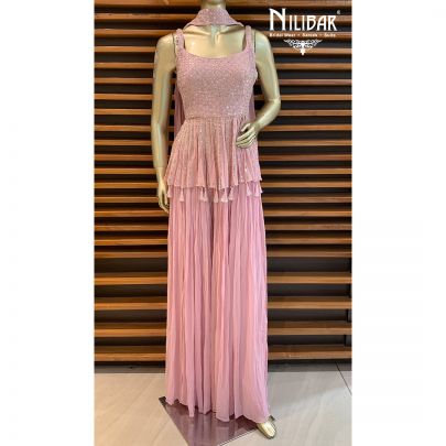 Blush Pink Georgette Peplum Suit