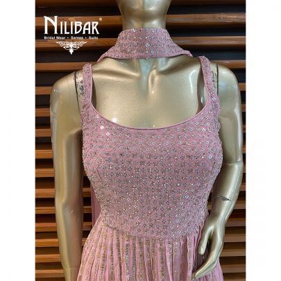 Blush Pink Georgette Peplum Suit