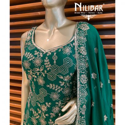 Bottlee Green Chinon Sharara Suit