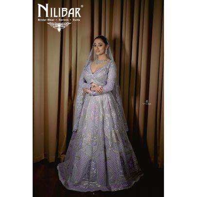 Lilac Net Lehenga Set