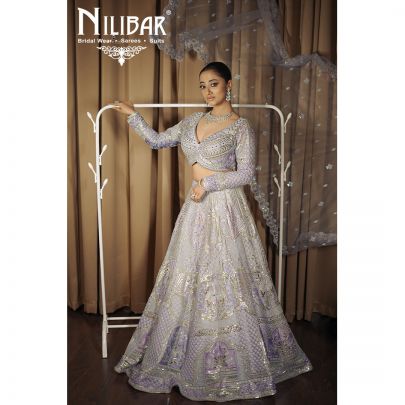 Lilac Net Lehenga Set