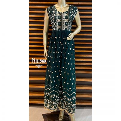 Dark Green Georgette Jumpsuit