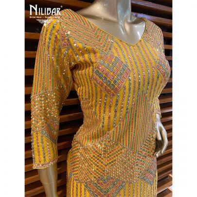 Yellow Chinon Garara Suit