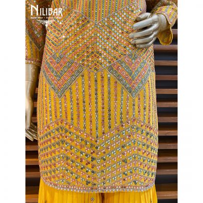 Yellow Chinon Garara Suit