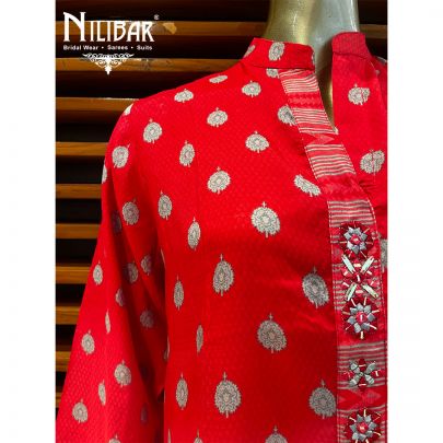 Pista and White Cotton Kurta Set