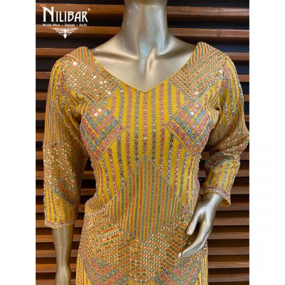 Yellow Chinon Garara Suit