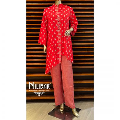 Pista and White Cotton Kurta Set