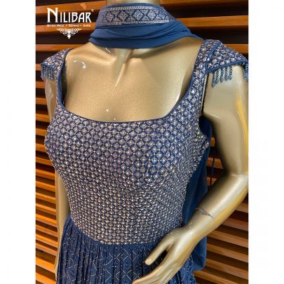 Spruce Blue Chifon Anarkali Suit